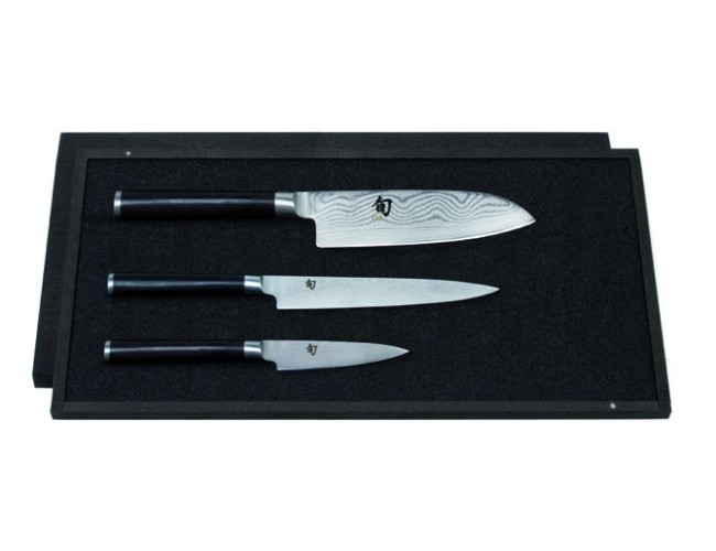 Estuche 3 Cuchilos Shun Santoku/Fileteador/Puntilla